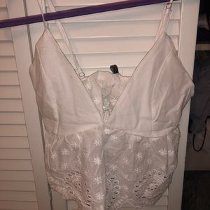 White tank top with floral cut outs
